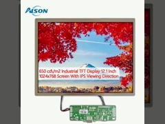 650 cd/m2 Industrial TFT Display 12,1 Inch 1024x768 Screen Dengan Arah Penayangan IPS