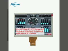 8 inci 800x480 TFT LCD Display Kecerahan Tinggi 1000cd/m2 untuk Aplikasi Industri RGB Interface